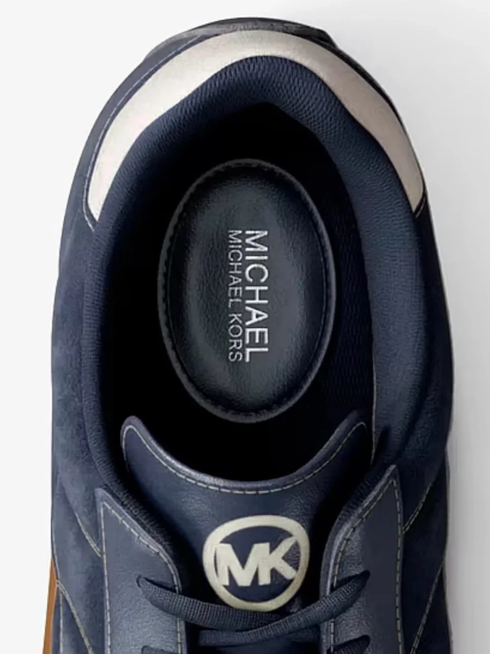 Michael Kors Navy Suede Sneakers Gum Sole Retro Low Top Designer Shoes size 7.5